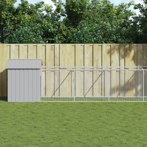 NNEVL Dog House with Roof Light Grey 117x1221x123 cm Galvanised Steel