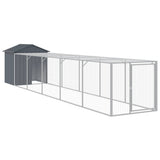 NNEVL Chicken Cage with Run Anthracite 117x609x123 cm Galvanised Steel