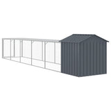 NNEVL Chicken Cage with Run Anthracite 117x609x123 cm Galvanised Steel