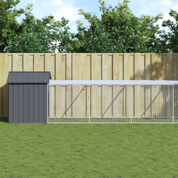 NNEVL Chicken Cage with Run Anthracite 117x609x123 cm Galvanised Steel