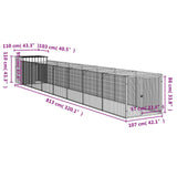 NNEVL Dog House with Run Anthracite 110x813x110 cm Galvanised Steel