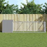 NNEVL Dog House with Run Light Grey 110x405x110 cm Galvanised Steel