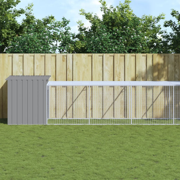 NNEVL Chicken Cage with Run Light Grey 110x609x110 cm Galvanised Steel