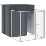 NNEVL Dog House with Run Anthracite 165x863x181 cm Galvanised Steel