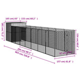 NNEVL Dog House with Run Anthracite 165x863x181 cm Galvanised Steel