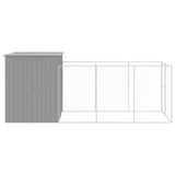 NNEVL Dog House with Run Light Grey 165x455x181 cm Galvanised Steel