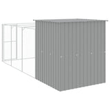 NNEVL Dog House with Run Light Grey 165x455x181 cm Galvanised Steel