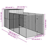 NNEVL Dog House with Run Light Grey 165x455x181 cm Galvanised Steel