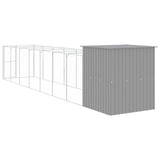 NNEVL Dog House with Run Light Grey 165x863x181 cm Galvanised Steel