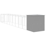 NNEVL Dog House with Run Light Grey 165x1067x181 cm Galvanised Steel