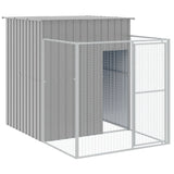 NNEVL Dog House with Run Light Grey 165x1067x181 cm Galvanised Steel