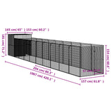 NNEVL Dog House with Run Light Grey 165x1067x181 cm Galvanised Steel
