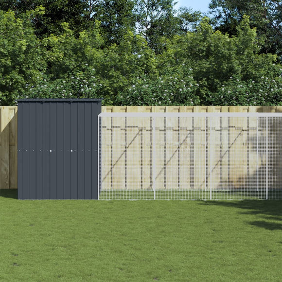 NNEVL Chicken Cage with Run Anthracite 165x659x181 cm Galvanised Steel