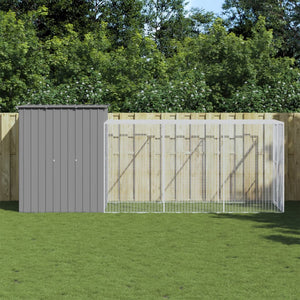 NNEVL Chicken Cage with Run Light Grey 165x455x181 cm Galvanised Steel