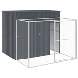 NNEVL Dog House with Run Anthracite 214x253x181 cm Galvanised Steel