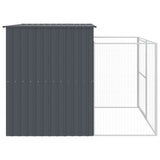 NNEVL Dog House with Run Anthracite 214x253x181 cm Galvanised Steel