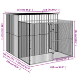 NNEVL Dog House with Run Anthracite 214x253x181 cm Galvanised Steel