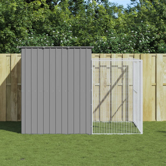NNEVL Dog House with Run Light Grey 214x253x181 cm Galvanised Steel