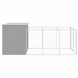 NNEVL Dog House with Run Light Grey 214x457x181 cm Galvanised Steel