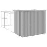 NNEVL Dog House with Run Light Grey 214x457x181 cm Galvanised Steel