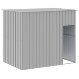 NNEVL Dog House with Run Light Grey 214x457x181 cm Galvanised Steel