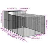 NNEVL Dog House with Run Light Grey 214x457x181 cm Galvanised Steel