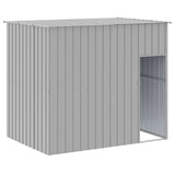 NNEVL Dog House with Run Light Grey 214x865x181 cm Galvanised Steel