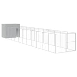 NNEVL Dog House with Run Light Grey 214x1273x181 cm Galvanised Steel
