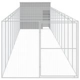 NNEVL Dog House with Run Light Grey 214x1273x181 cm Galvanised Steel