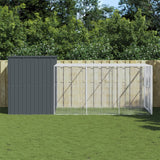 NNEVL Dog House with Run Anthracite 214x457x181 cm Galvanised Steel