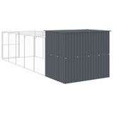 NNEVL Dog House with Run Anthracite 214x661x181 cm Galvanised Steel
