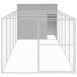 NNEVL Dog House with Run Light Grey 214x661x181 cm Galvanised Steel