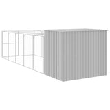 NNEVL Dog House with Run Light Grey 214x661x181 cm Galvanised Steel