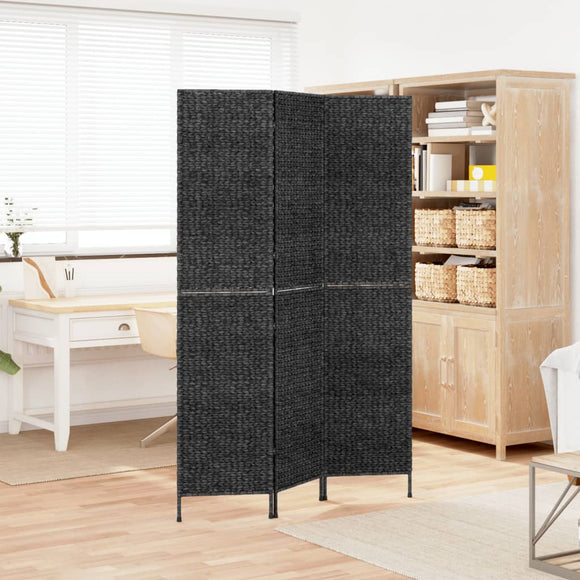NNEVL Room Divider 3-Panel Black 122x180 cm Water Hyacinth