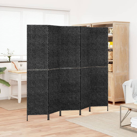 NNEVL Room Divider 5-Panel Black 205x180 cm Water Hyacinth