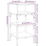 NNEVL Bedside Table Black 35x34.5x70 cm Engineered Wood