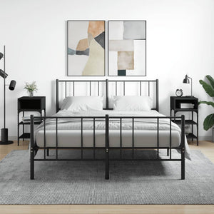 NNEVL Bedside Tables 2 pcs Black 35x34.5x70 cm Engineered Wood