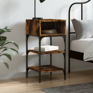 NNEVL Bedside Table Smoked Oak 35x34.5x70 cm Engineered Wood