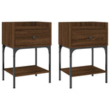 NNEVL Bedside Tables 2 pcs Brown Oak 40.5x31x60 cm Engineered Wood