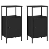 NNEVL Bedside Cabinets 2 pcs Black 41x31x80 cm Engineered Wood