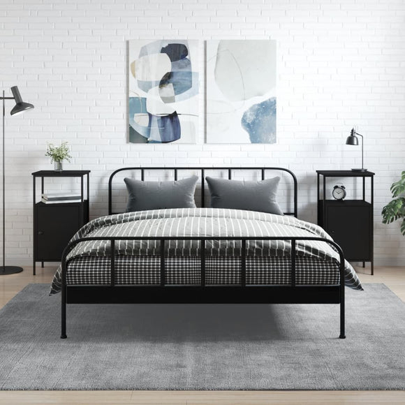 NNEVL Bedside Cabinets 2 pcs Black 41x31x80 cm Engineered Wood