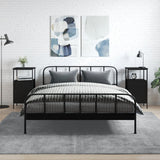 NNEVL Bedside Cabinets 2 pcs Black 41x31x80 cm Engineered Wood