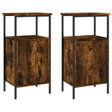 NNEVL Bedside Cabinets 2 pcs Smoked Oak 41x31x80 cm Engineered Wood