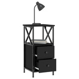 NNEVL Bedside Cabinets 2 pcs Black 34x35.5x70 cm Engineered Wood