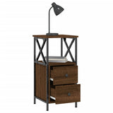NNEVL Bedside Cabinet Brown Oak 34x35.5x70 cm Engineered Wood