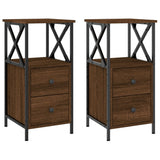 NNEVL Bedside Cabinets 2 pcs Brown Oak 34x35.5x70 cm Engineered Wood