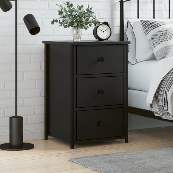 NNEVL Bedside Cabinet Black 40x36x60 cm Engineered Wood