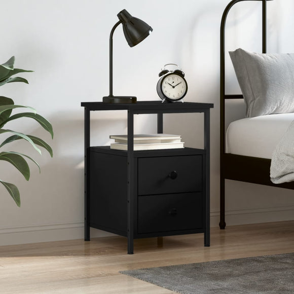 NNEVL Bedside Cabinet Black 34x35.5x50 cm Engineered Wood