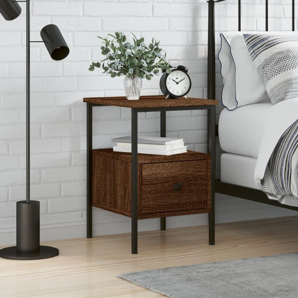 NNEVL Bedside Cabinet Brown Oak 34x36x50 cm Engineered Wood