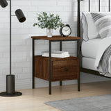 NNEVL Bedside Cabinet Brown Oak 34x36x50 cm Engineered Wood